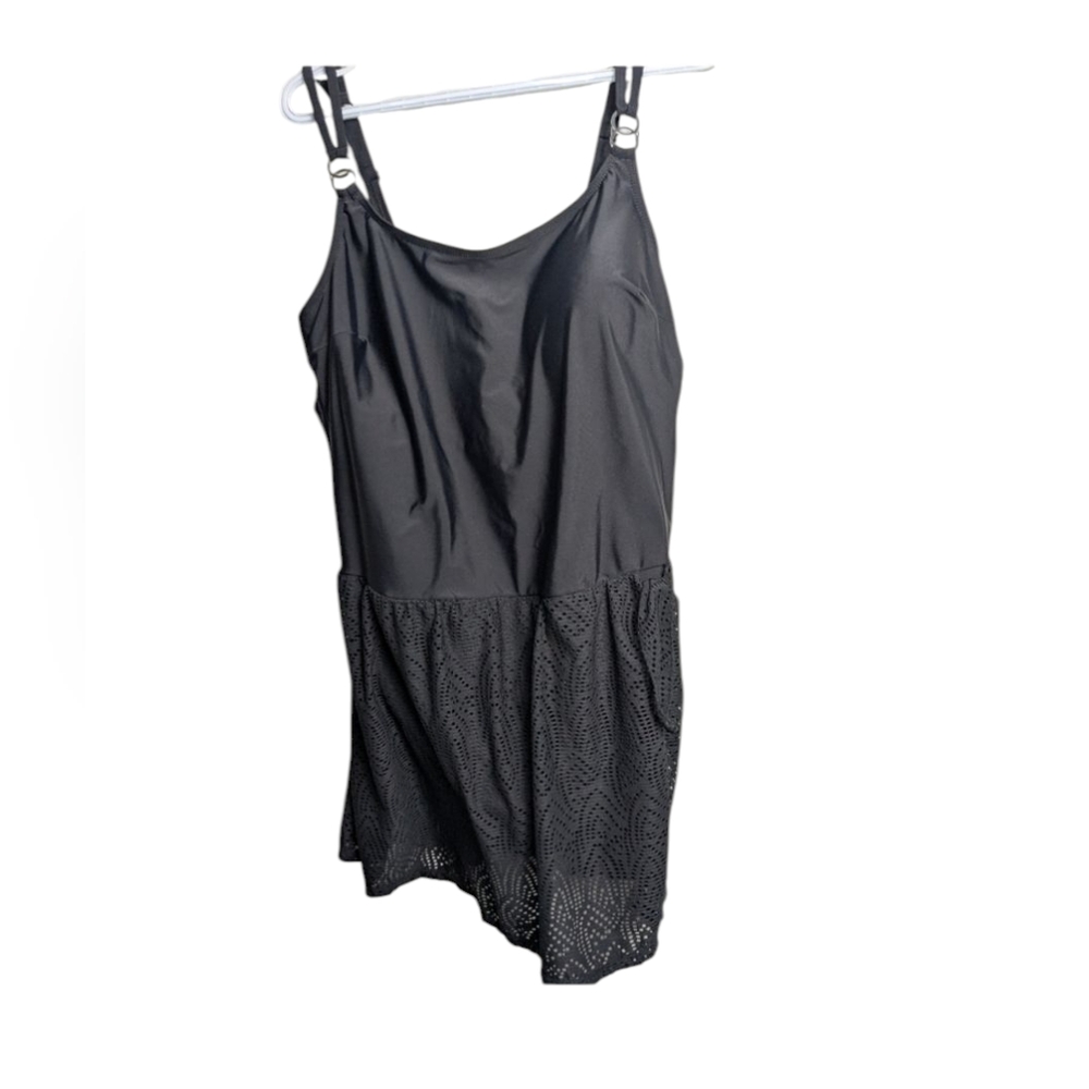 Classic Black One-Piece Swimwear with Adjustable Straps